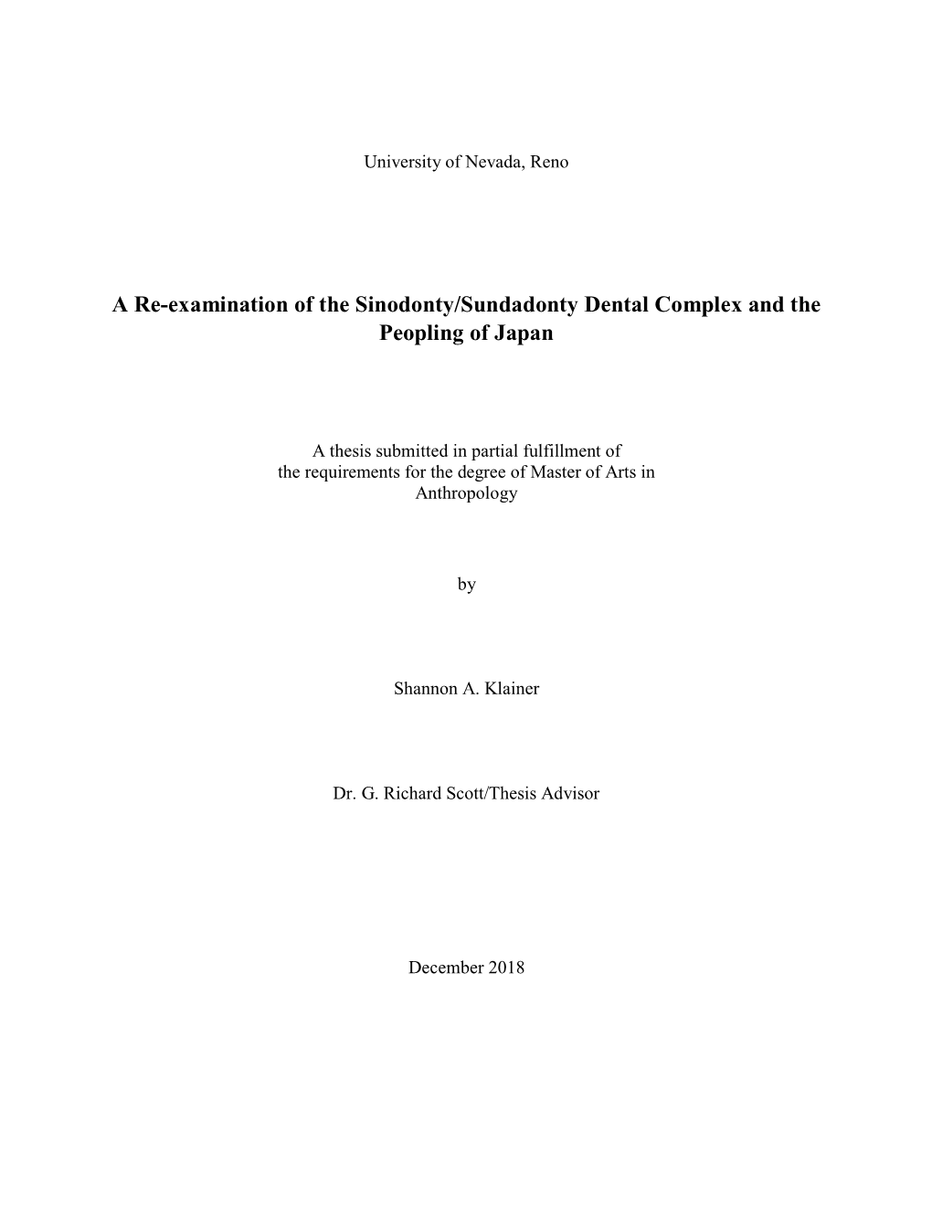 A Re-Examination of the Sinodonty/Sundadonty Dental Complex and the Peopling of Japan