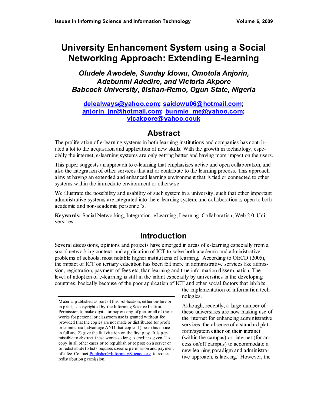 University Enhancement System Using a Social Networking Approach