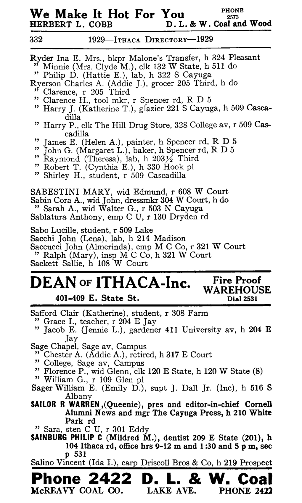 DEAN of ITHACA-Inc. V^Sll. Coal