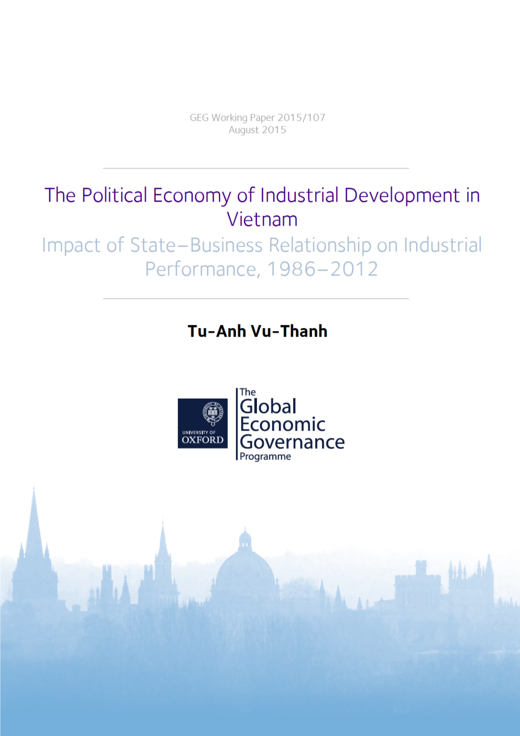 WP 107 the Political Economy of Industrial Development in Vietnam