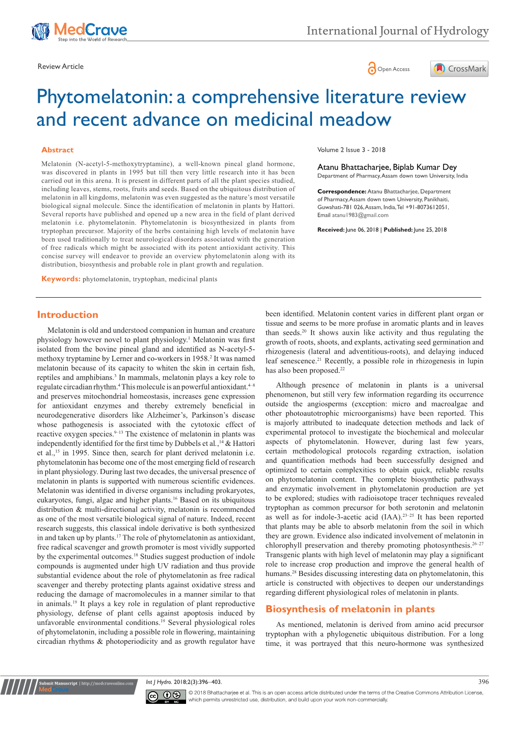 Phytomelatonin: a Comprehensive Literature Review and Recent Advance on Medicinal Meadow