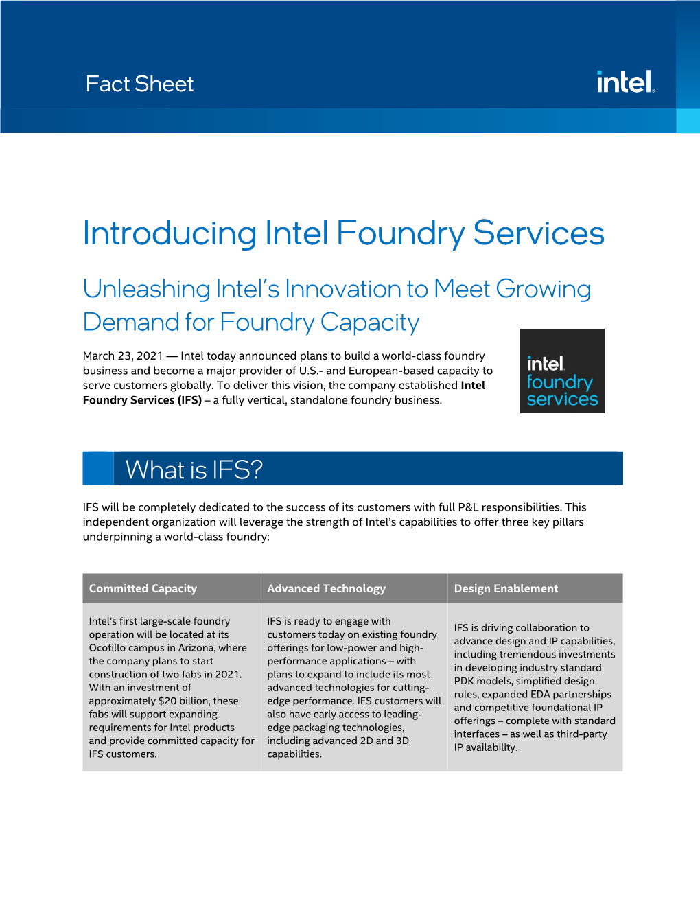 Intel Foundry Services Fact Sheet