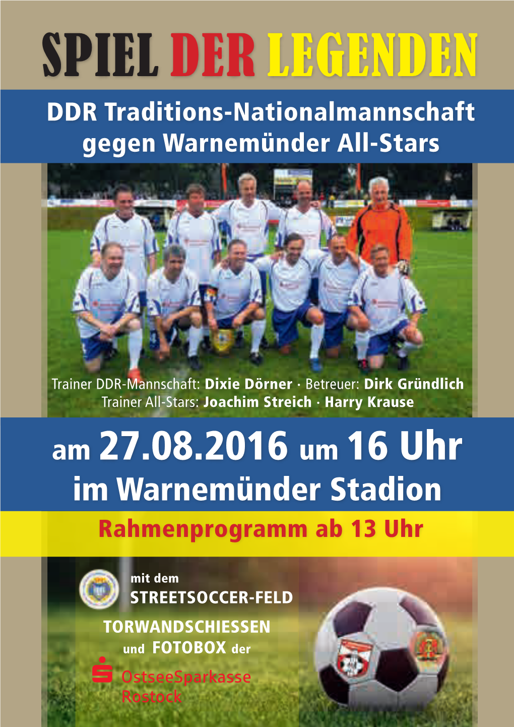 Spiel Der Legenden DDR Traditions-Nationalmannschaft Gegen Warnemünder All-Stars