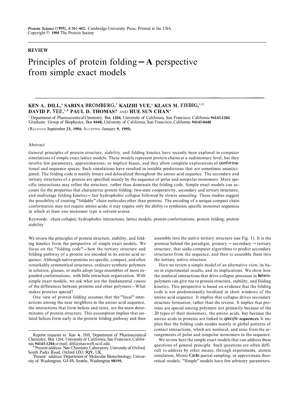 Principles of Protein Folding - a Perspective from Simple Exact Models