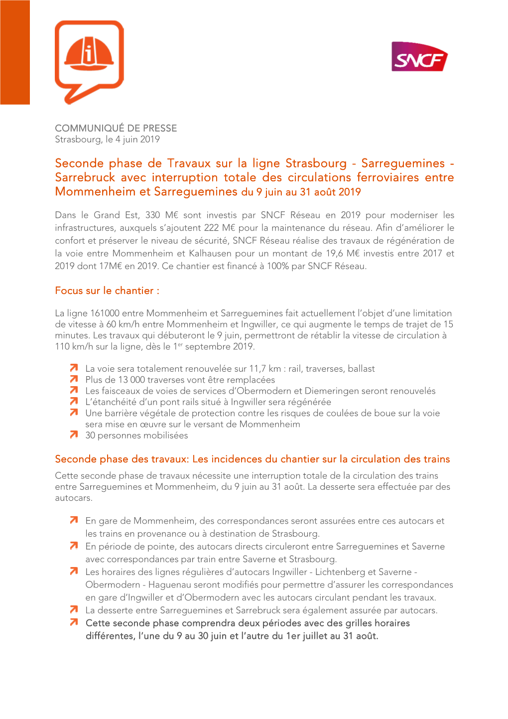 19 06 04 Cpresse Seconde Phase Travaux Ligne Strasbourg