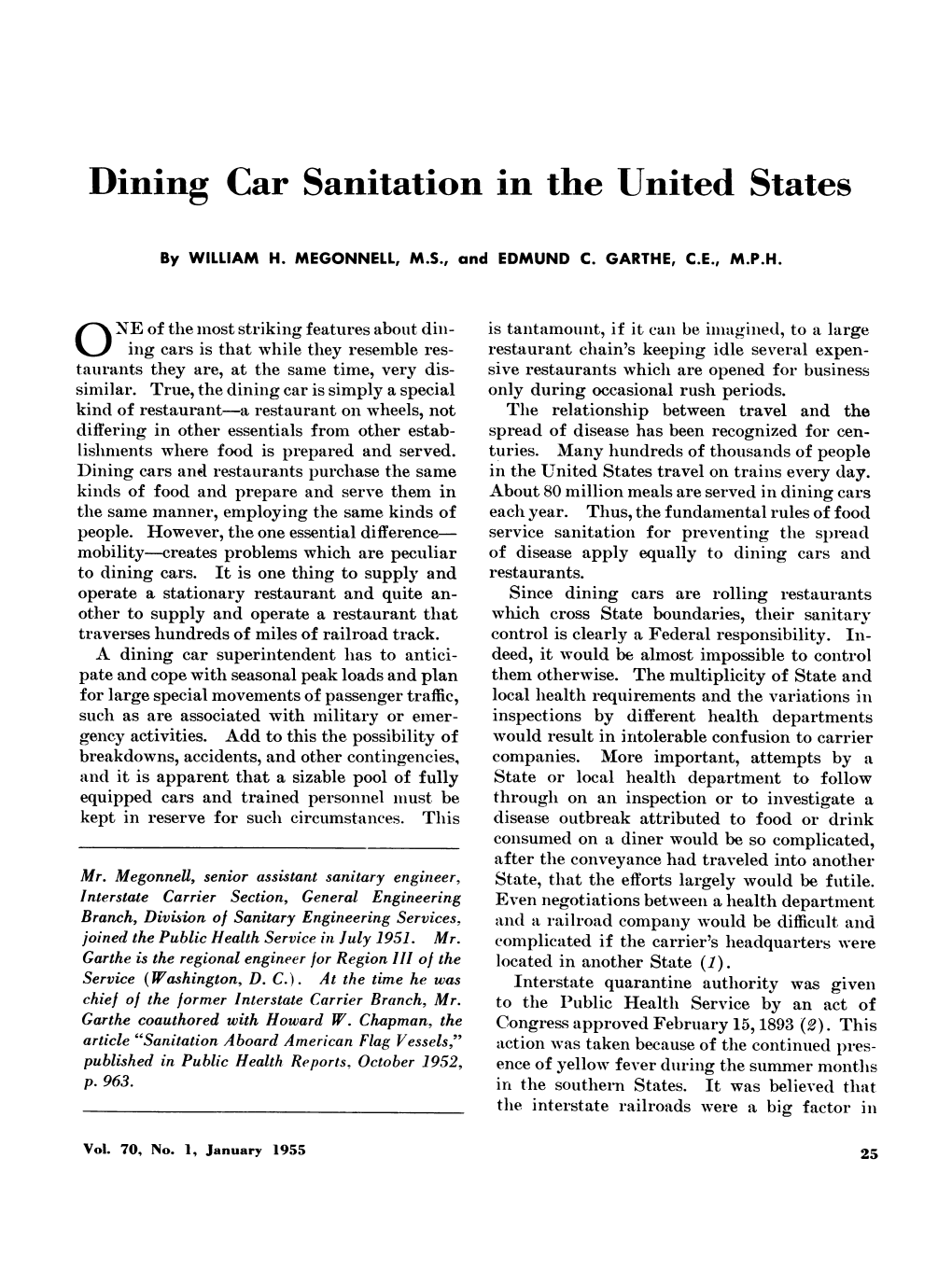 Dining Car Sanitation in the United States