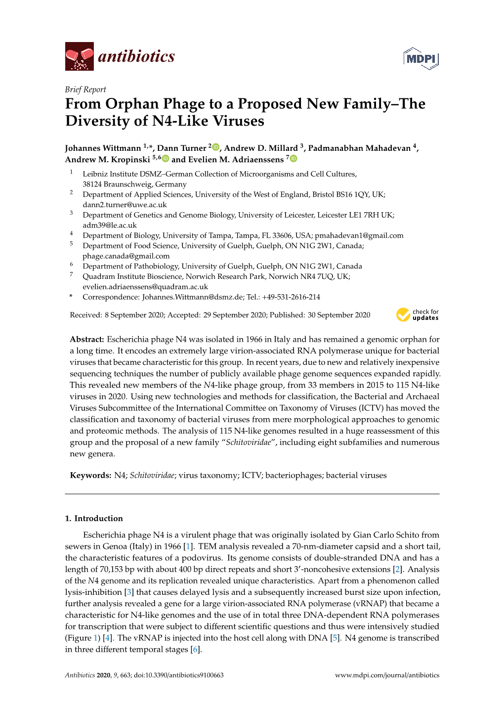 From Orphan Phage to a Proposed New Family–The Diversity of N4-Like Viruses