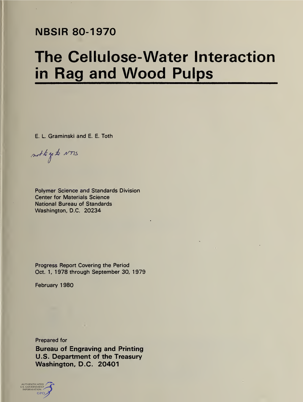 The Cellulose-Water Interaction in Rag and Wood Pulps