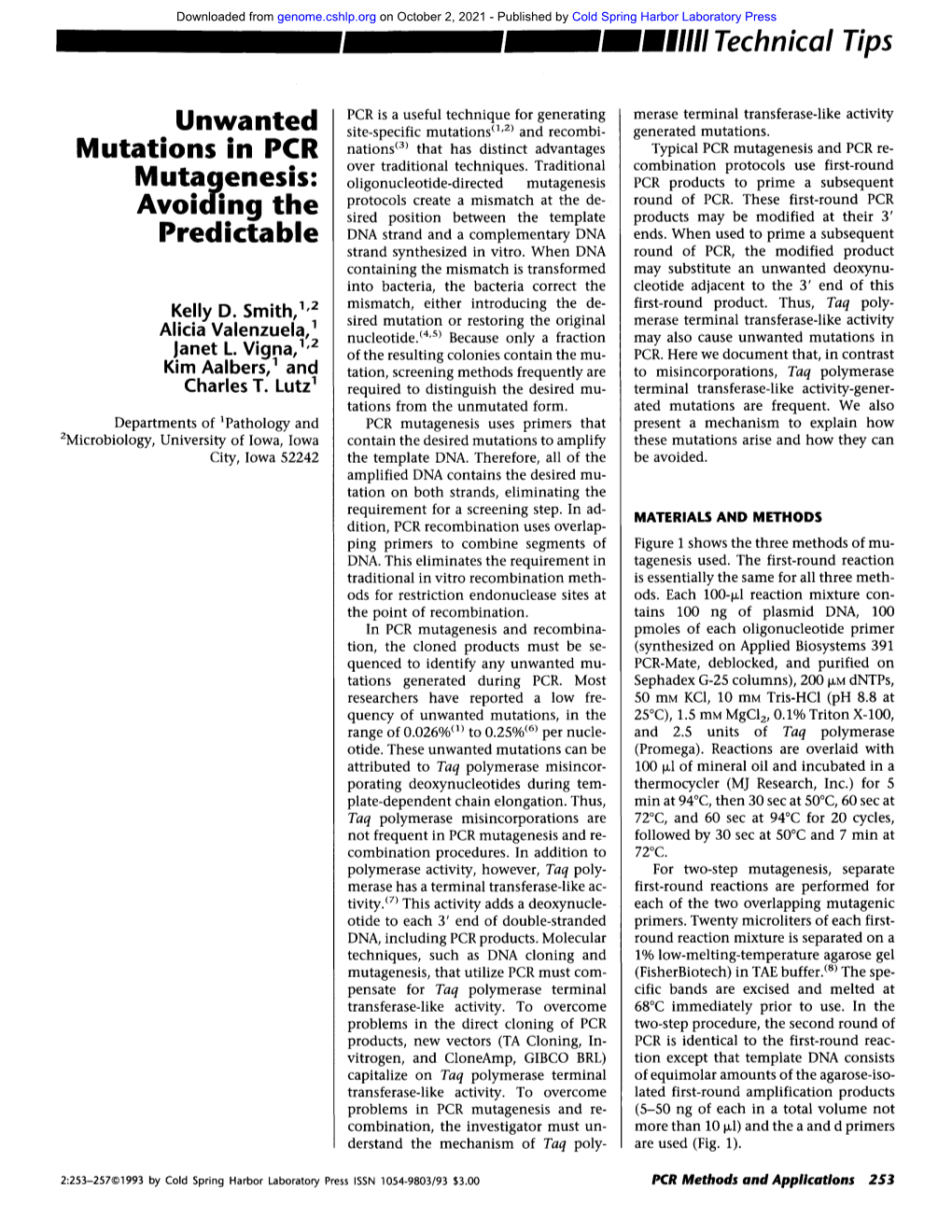 Unwanted Mutations in PCR Mutagenesis: Avoiding the Predictable