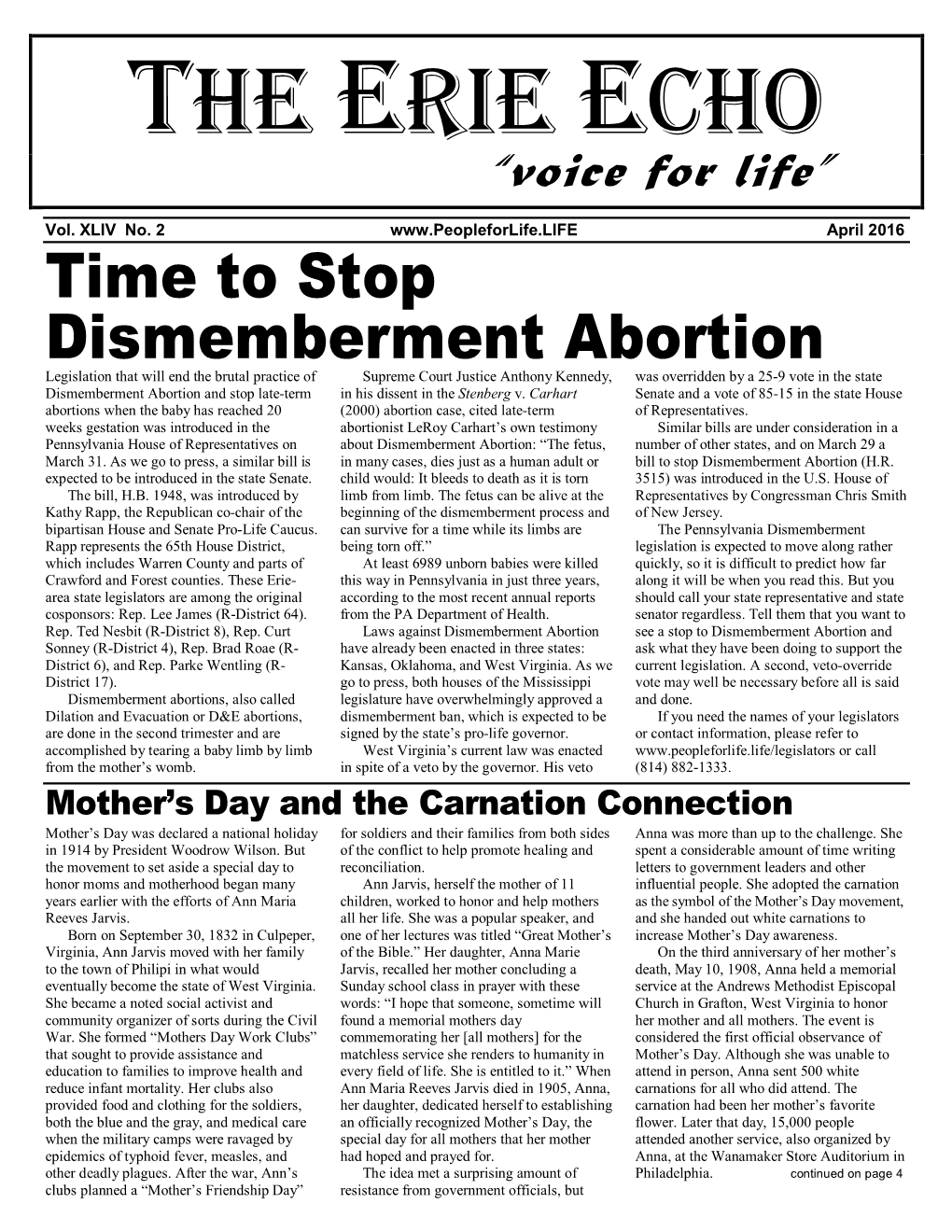 The Erie Echo “Voice for Life”