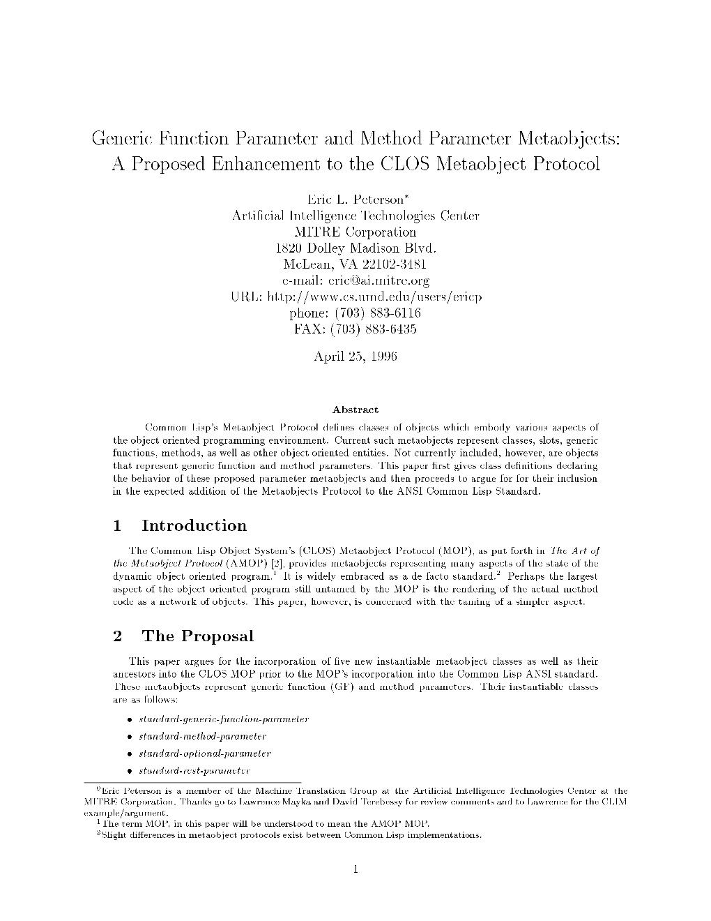 CLOS Generic Function and Method Parameters