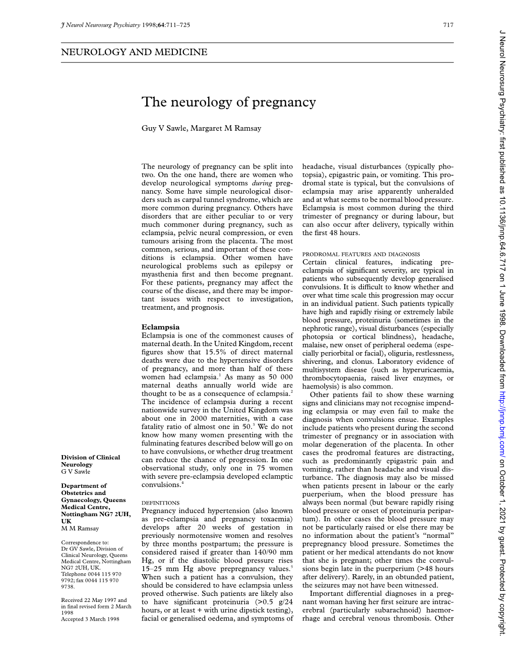 The Neurology of Pregnancy