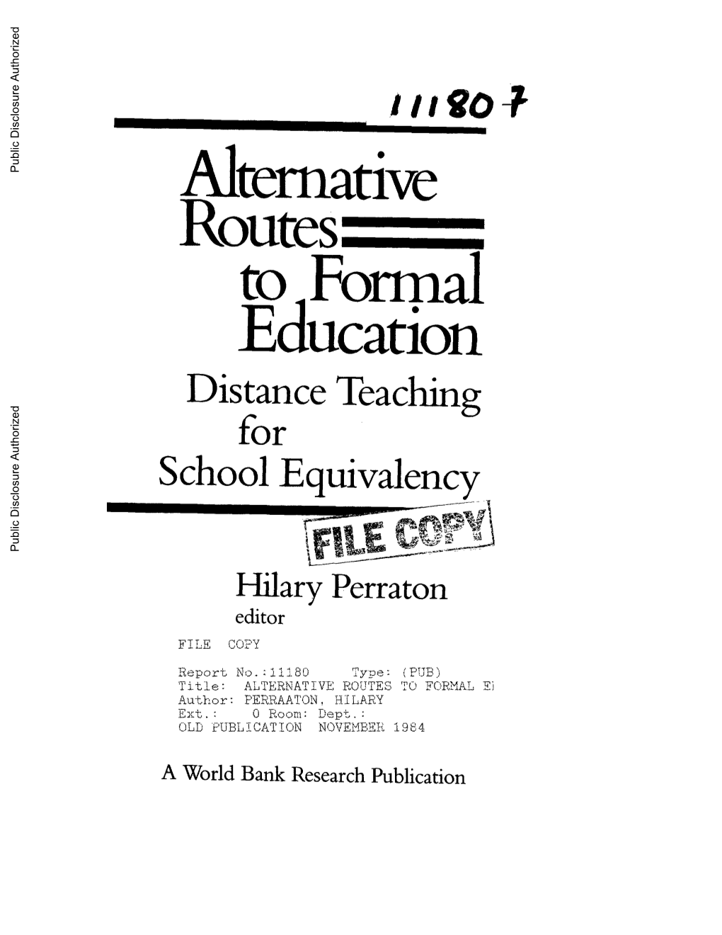 Alternative Routes to Foral Education