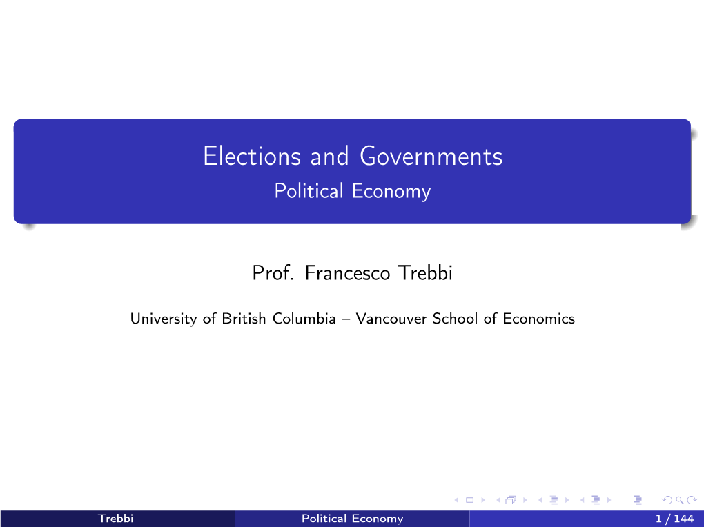 Elections and Governments Political Economy