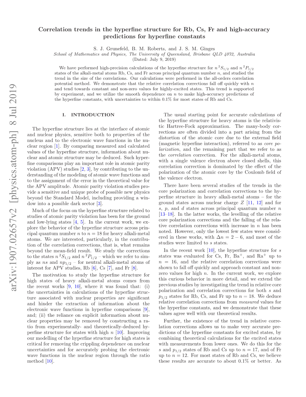 Arxiv:1907.02657V2 [Physics.Atom-Ph] 8 Jul 2019