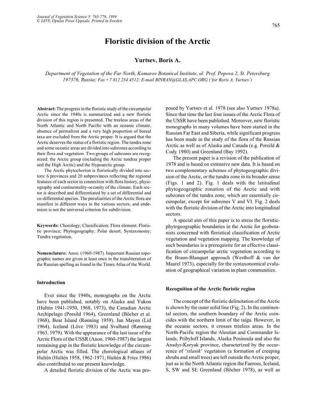 Floristic Division of the Arctic - 765