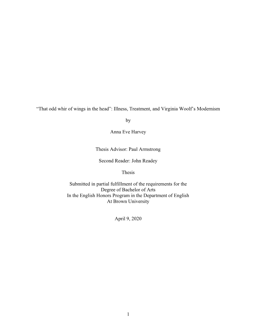 1 “That Odd Whir of Wings in the Head”: Illness, Treatment, And