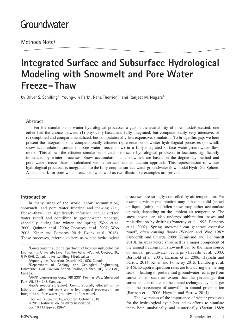 Integrated Surface and Subsurface Hydrological Modeling with Snowmelt and Pore Water Freeze–Thaw by Oliver S