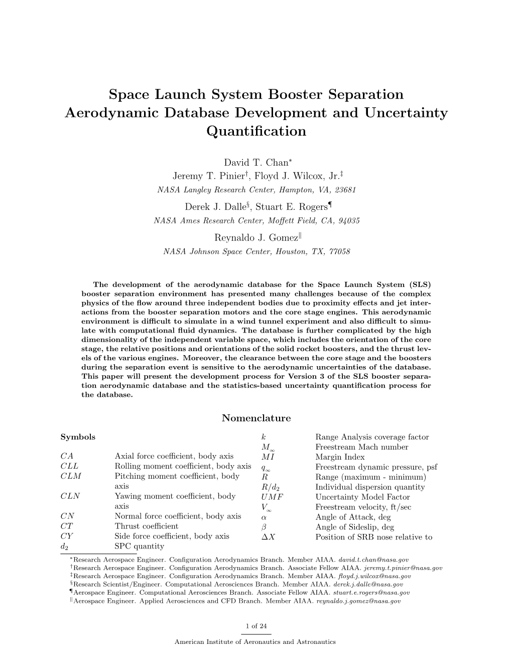 Space Launch System Booster Separation Aerodynamic Database Development and Uncertainty Quantiﬁcation