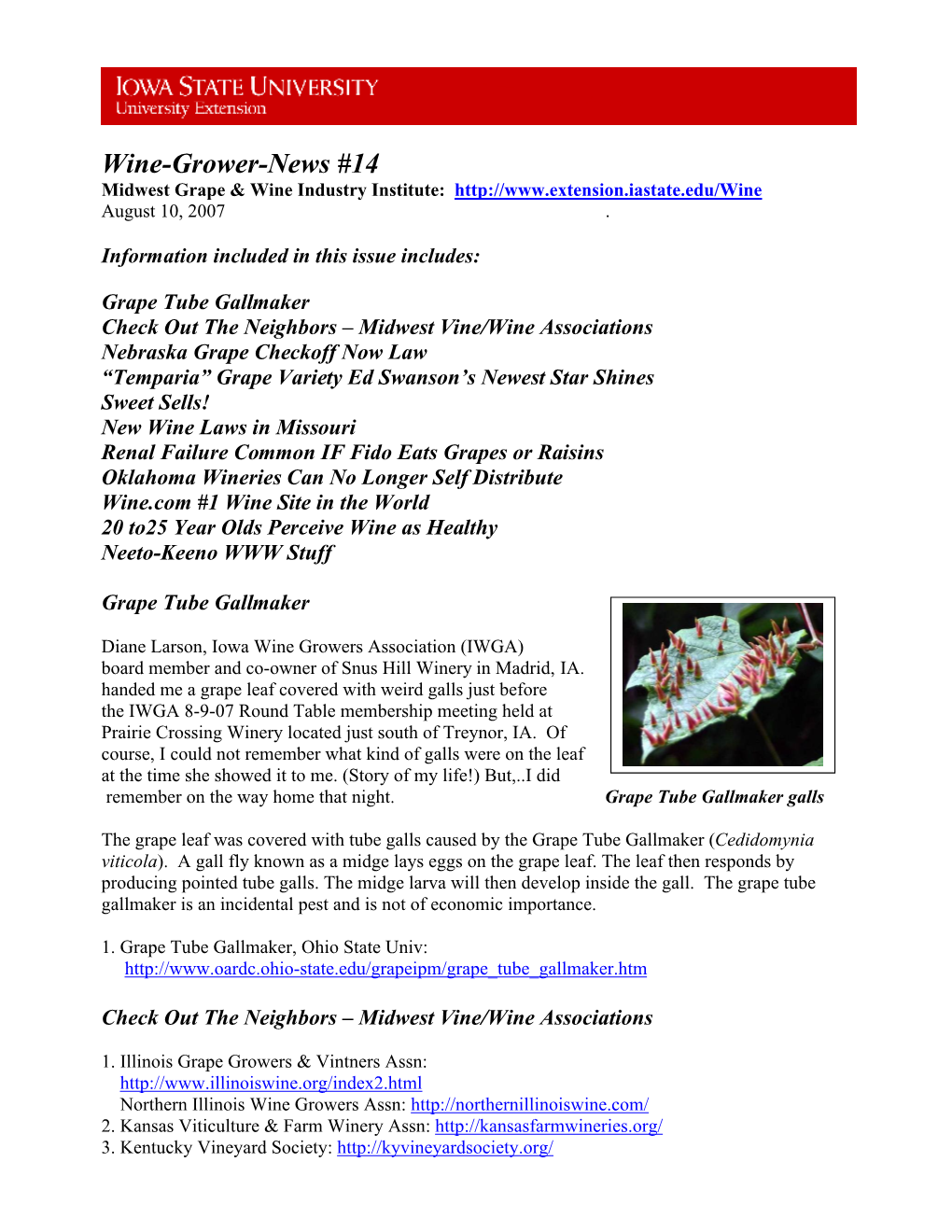 Wine-Grower-News #14 Midwest Grape & Wine Industry Institute: August 10, 2007