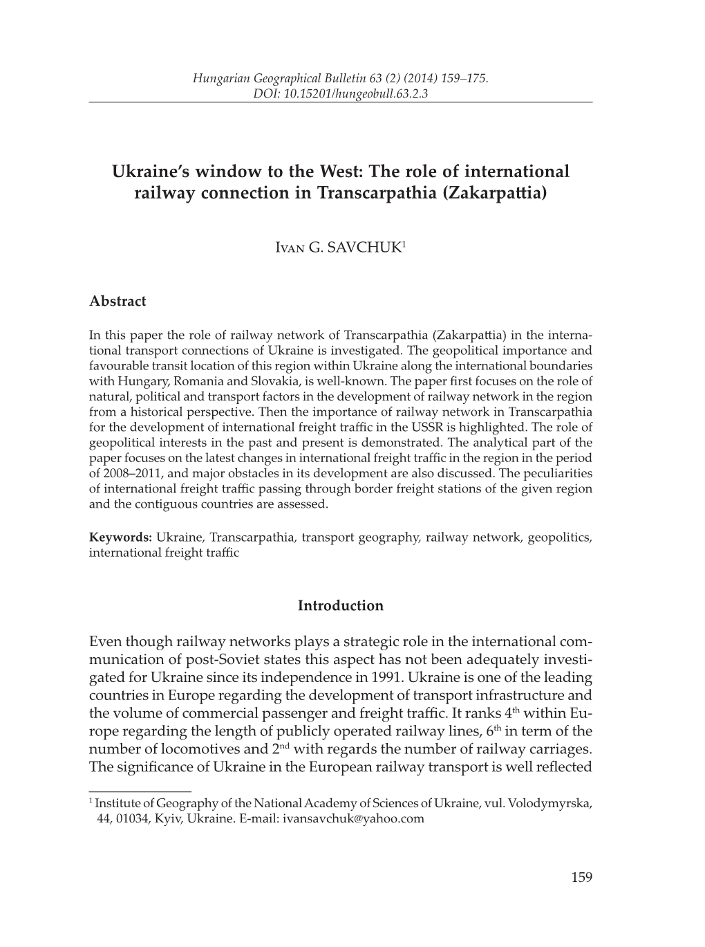 Ukraine's Window to the West: the Role of International Railway