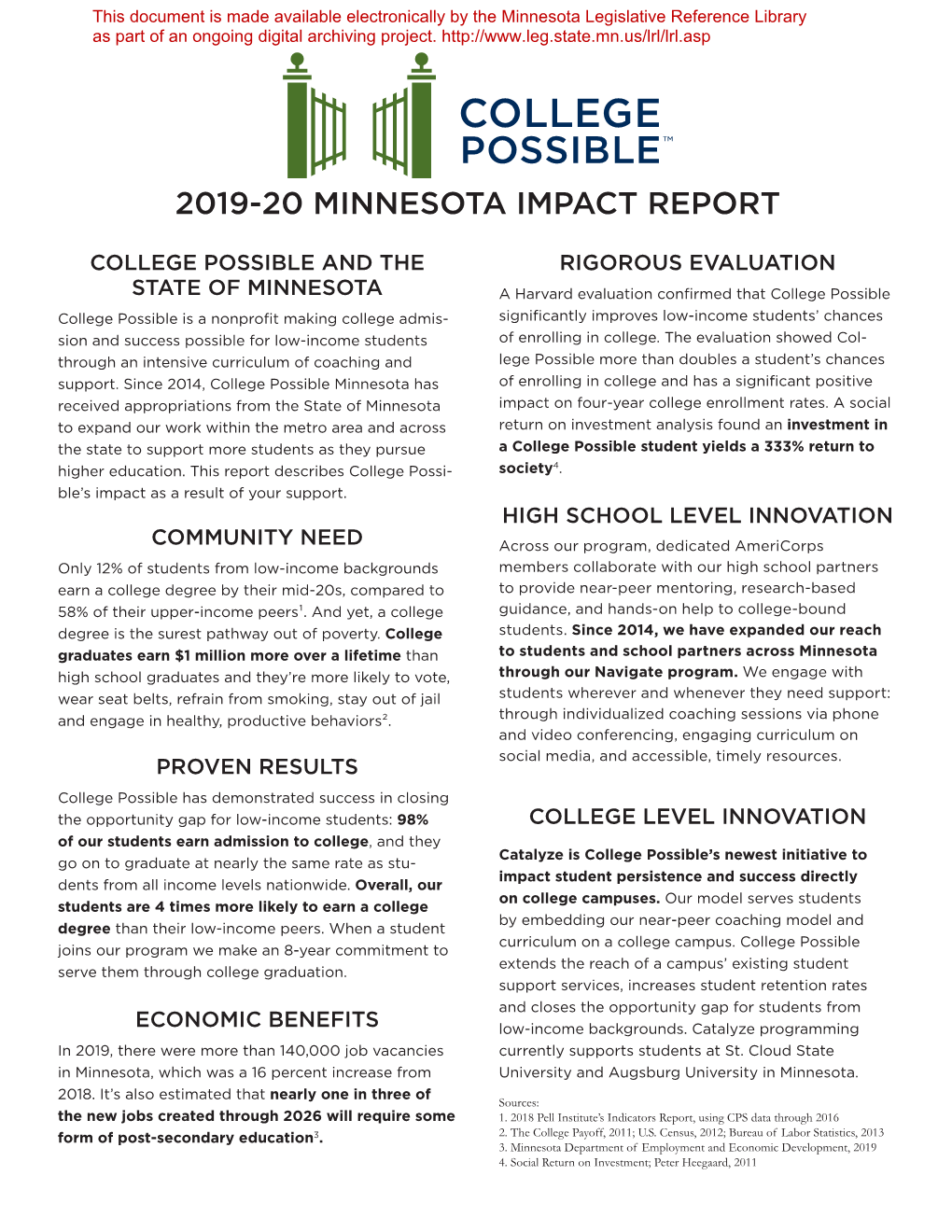 College Possible Minnesota Impact Report