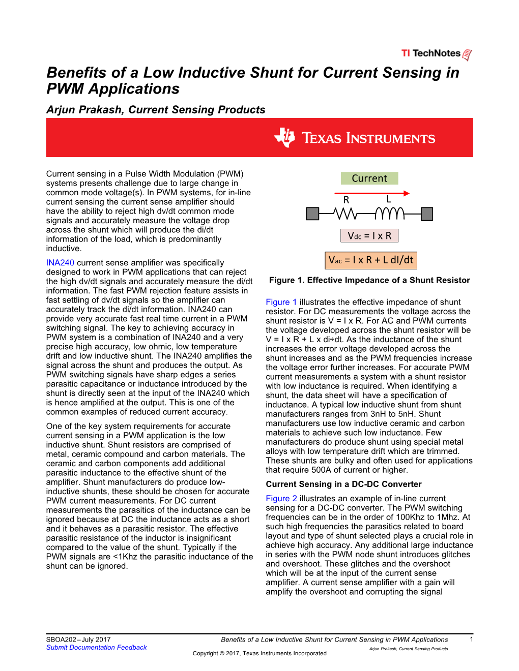 Benefits of Intergated Low Inductive Shunt for PWM Applications