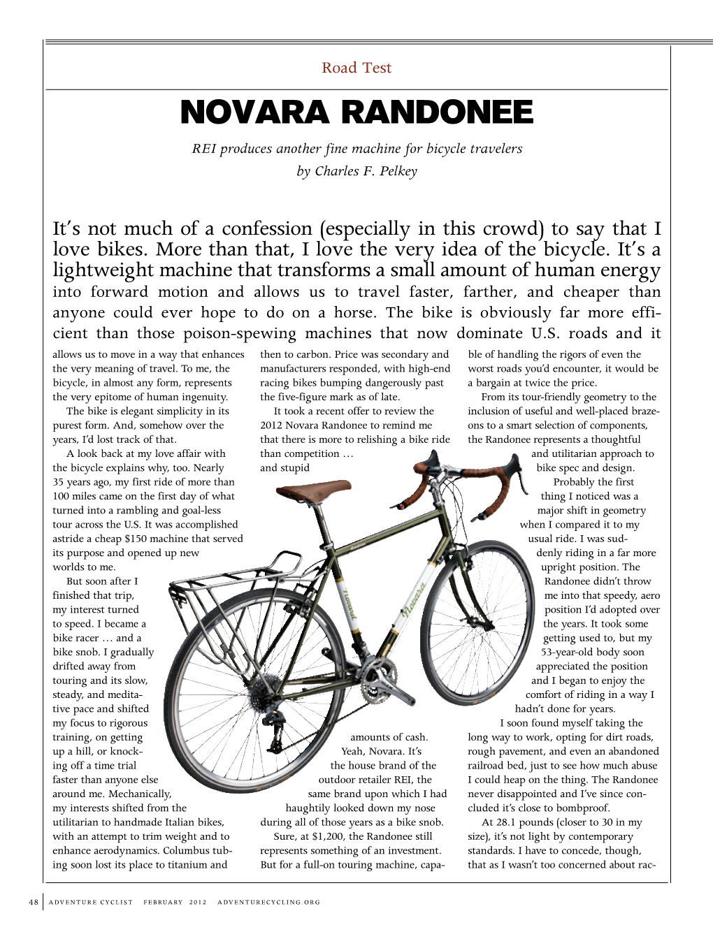 Novara Randonee REI Produces Another Fine Machine for Bicycle Travelers by Charles F