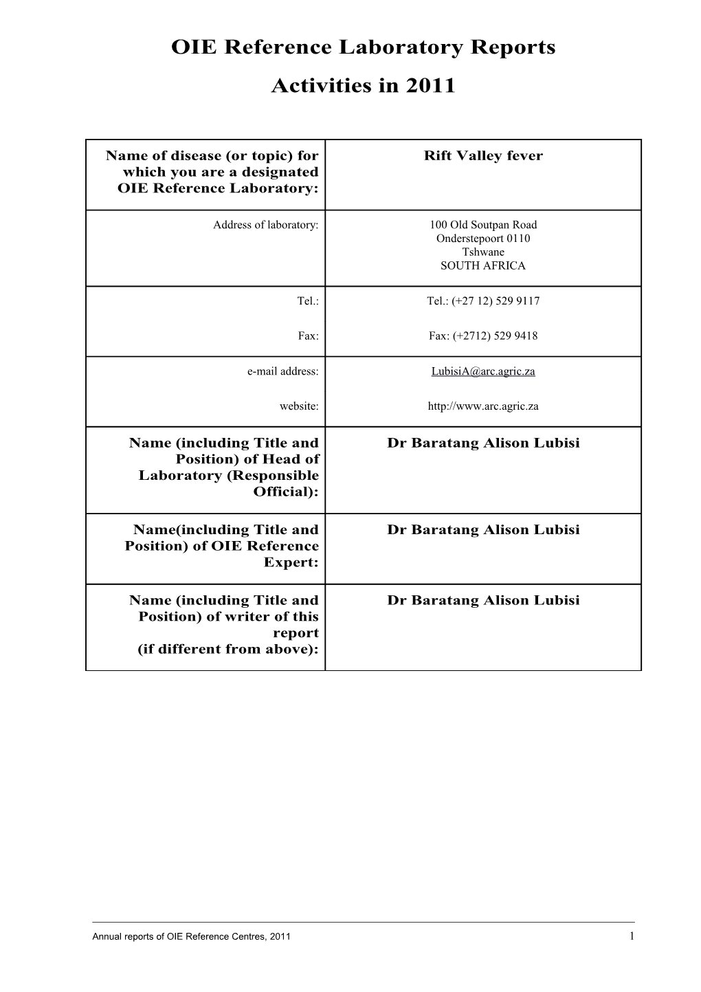 OIE Reference Laboratory Reports s3