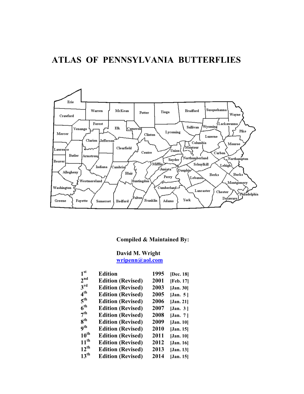 Atlas of Pennsylvania Butterflies