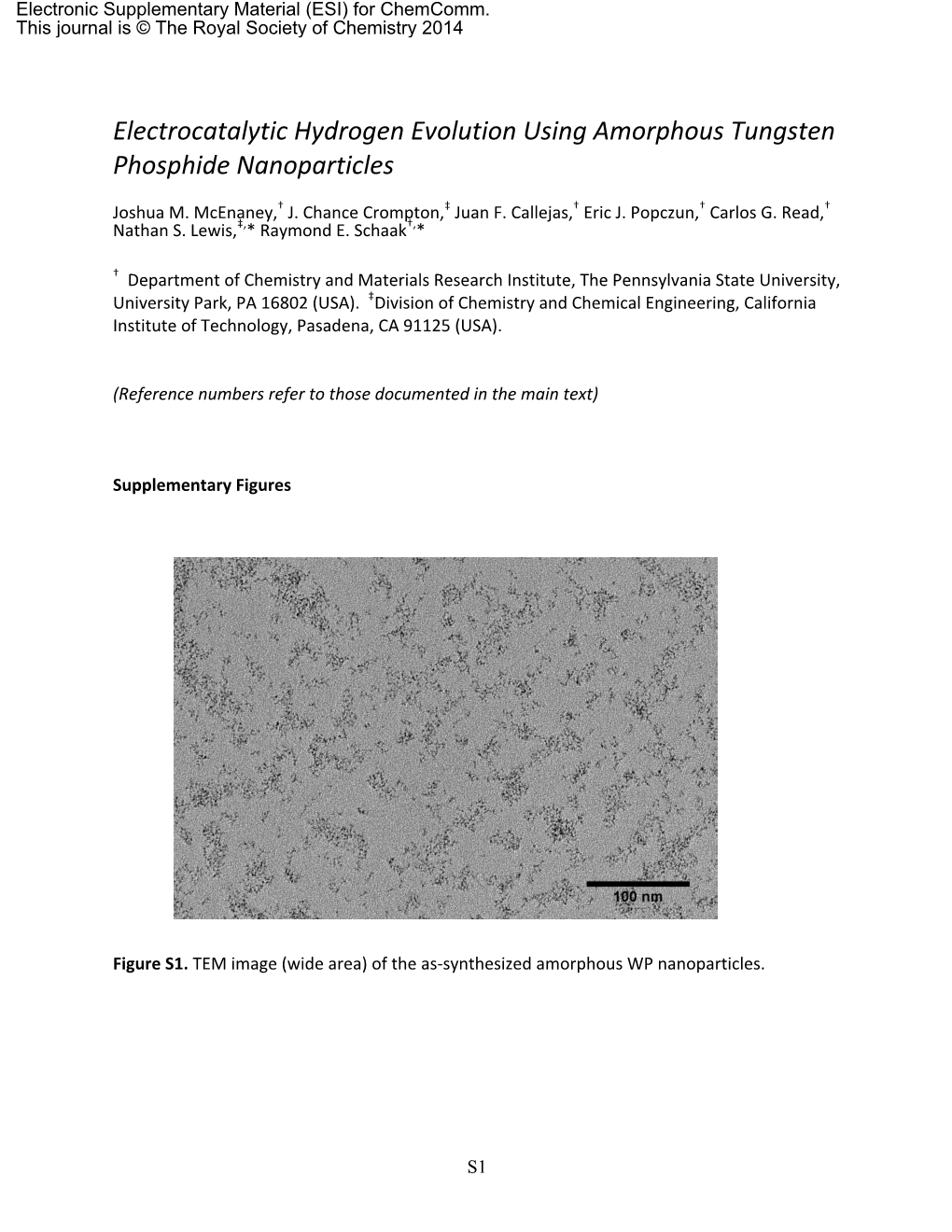 Electrocatalytic Hydrogen Evolution Using Amorphous Tungsten Phosphide Nanoparticles