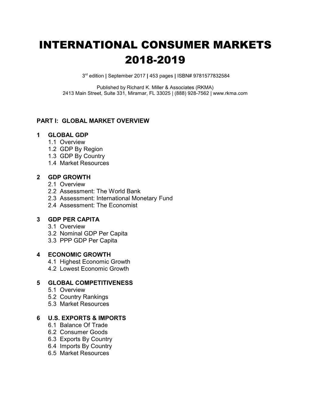 International Consumer Markets 2018-2019