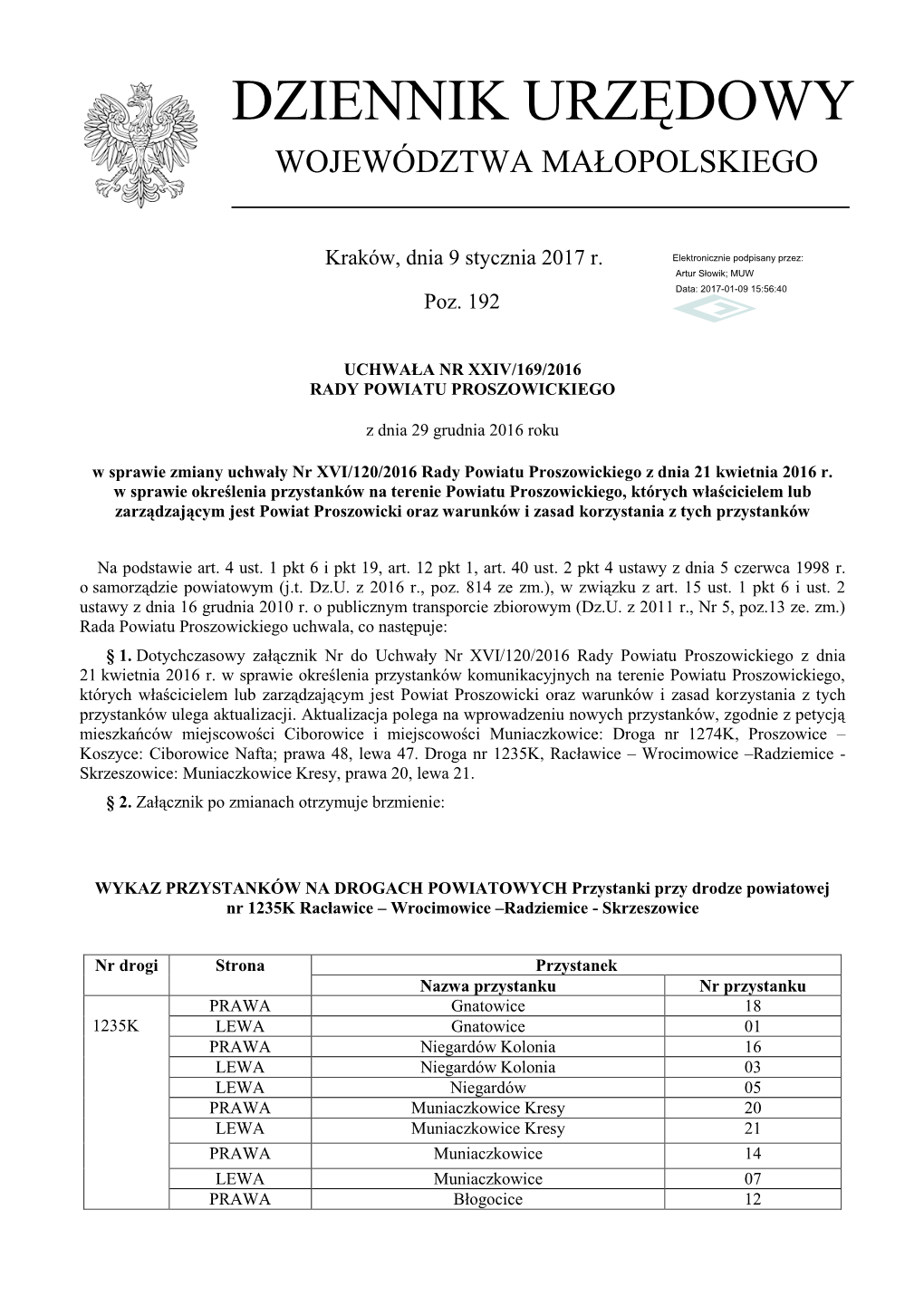 Uchwała Nr XXIV/169/2016 Z Dnia 29 Grudnia 2016 R