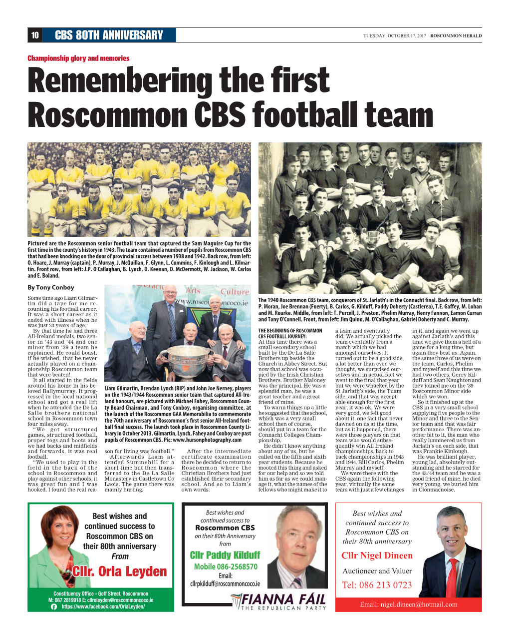 Remembering the First Roscommon CBS Football Team