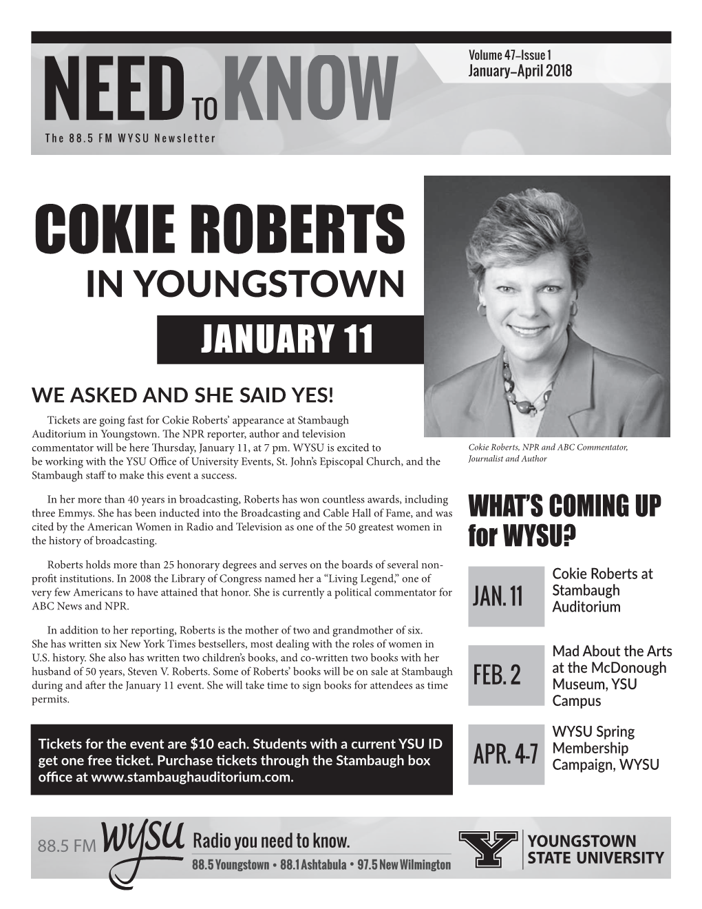 Cokie Roberts in Youngstown January 11