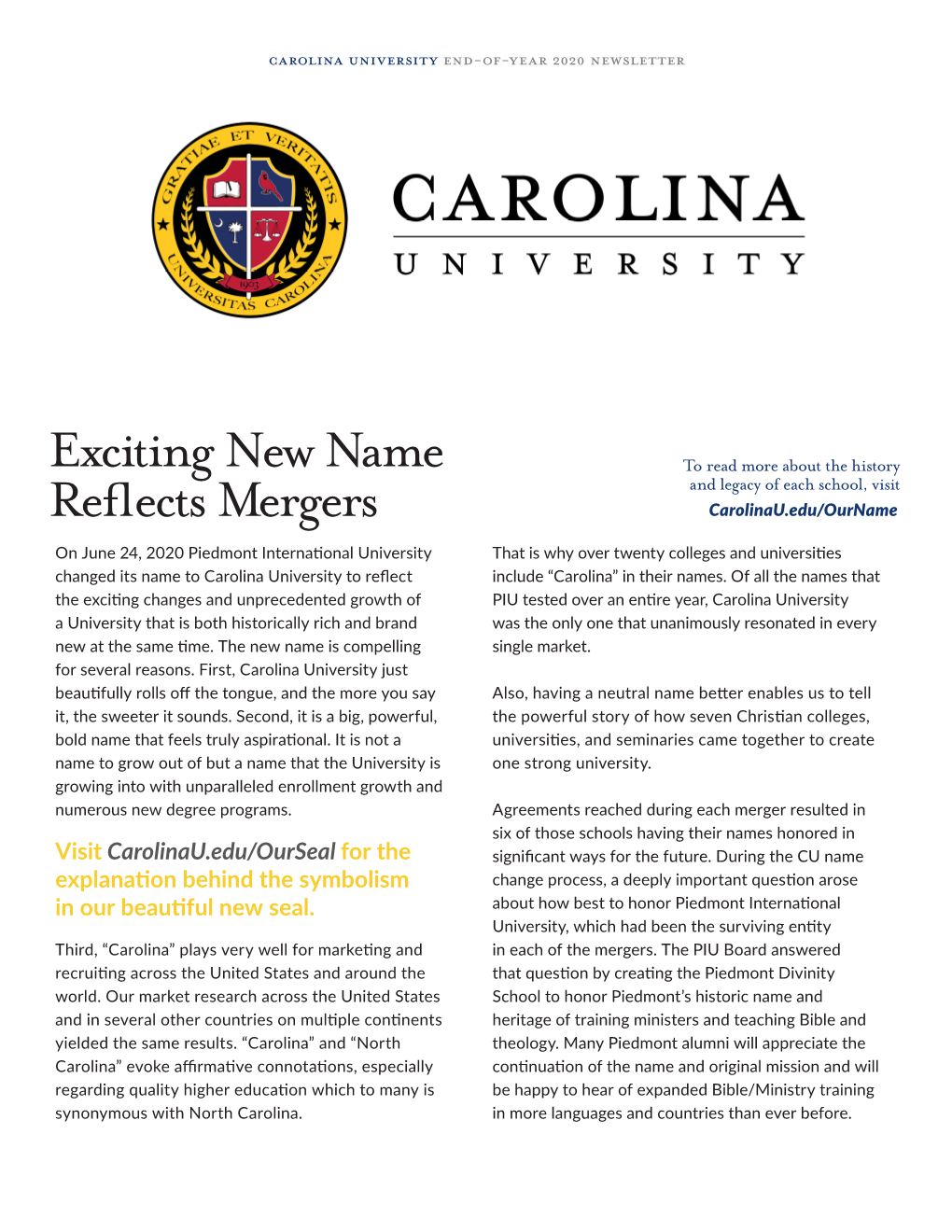 2011921-Carolina University Newsletter V3.Indd