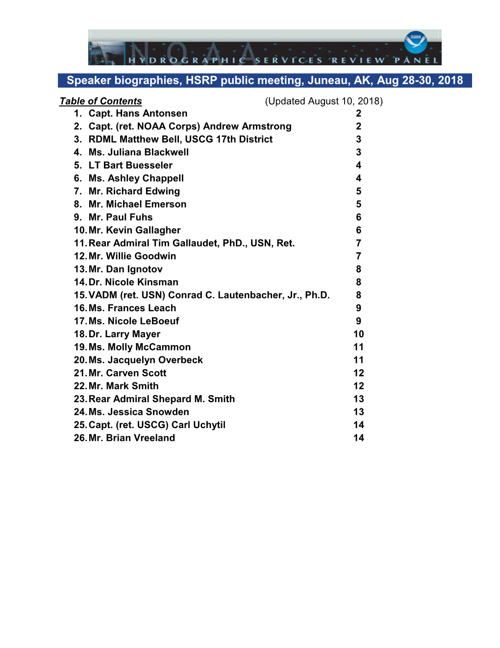 Speaker Bios Juneau AK HSRP AUG 2018 DRAFT 10Aug2018.Pdf