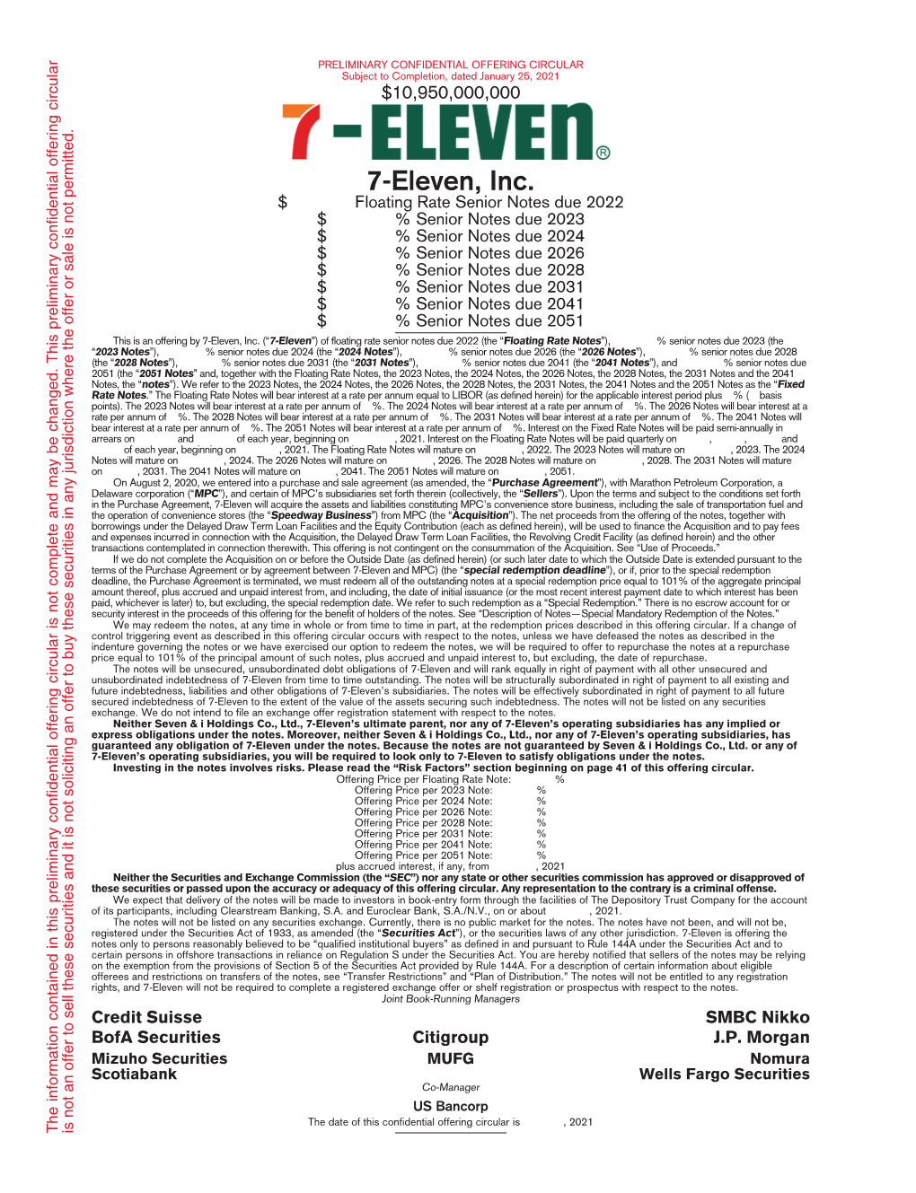 7-Eleven, Inc. 3200 Hackberry Road Irving, Texas 75063 Attn: General Counsel Email: Legal@7-11.Com Tel