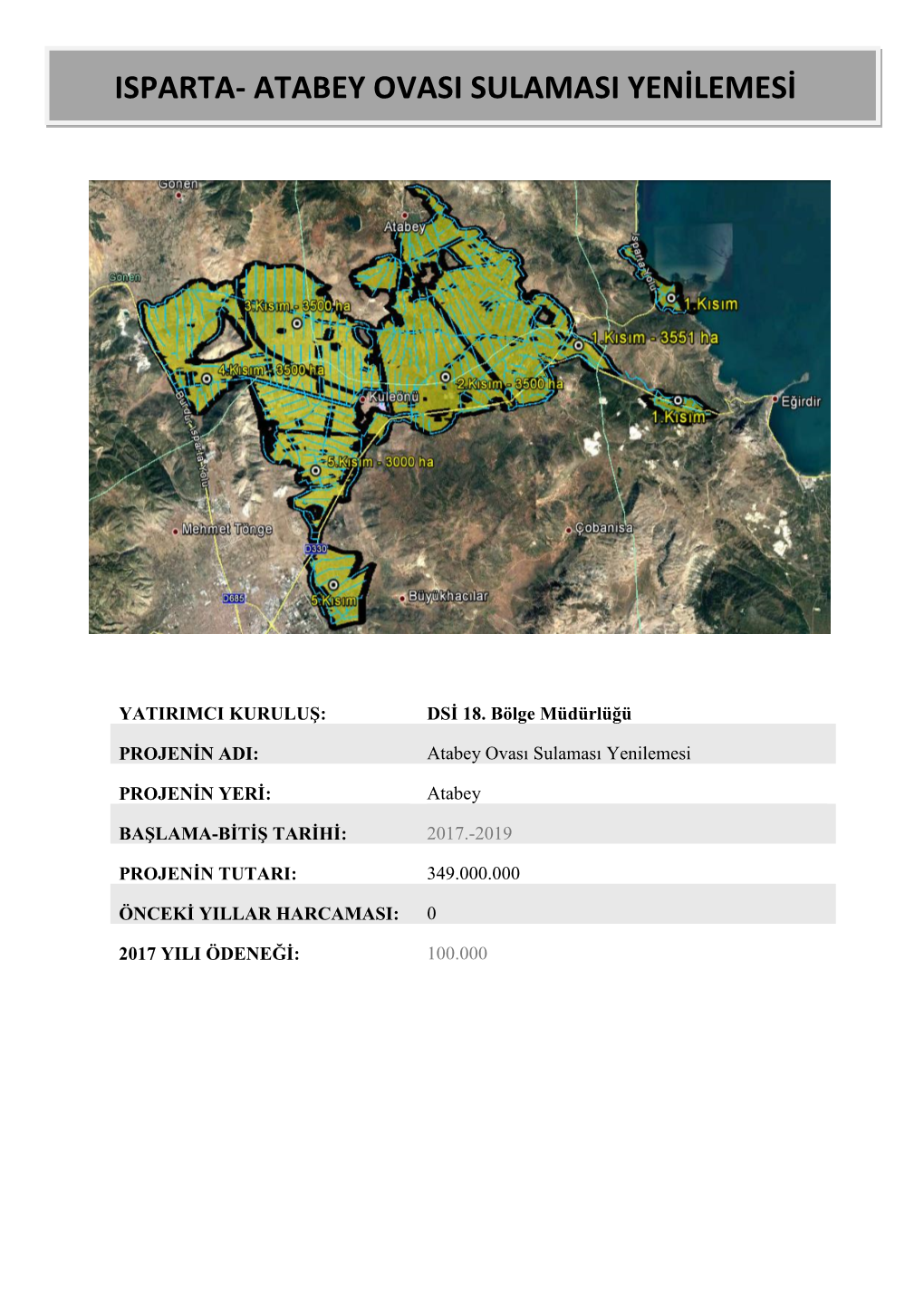 Isparta- Atabey Ovasi Sulamasi Yenilemesi