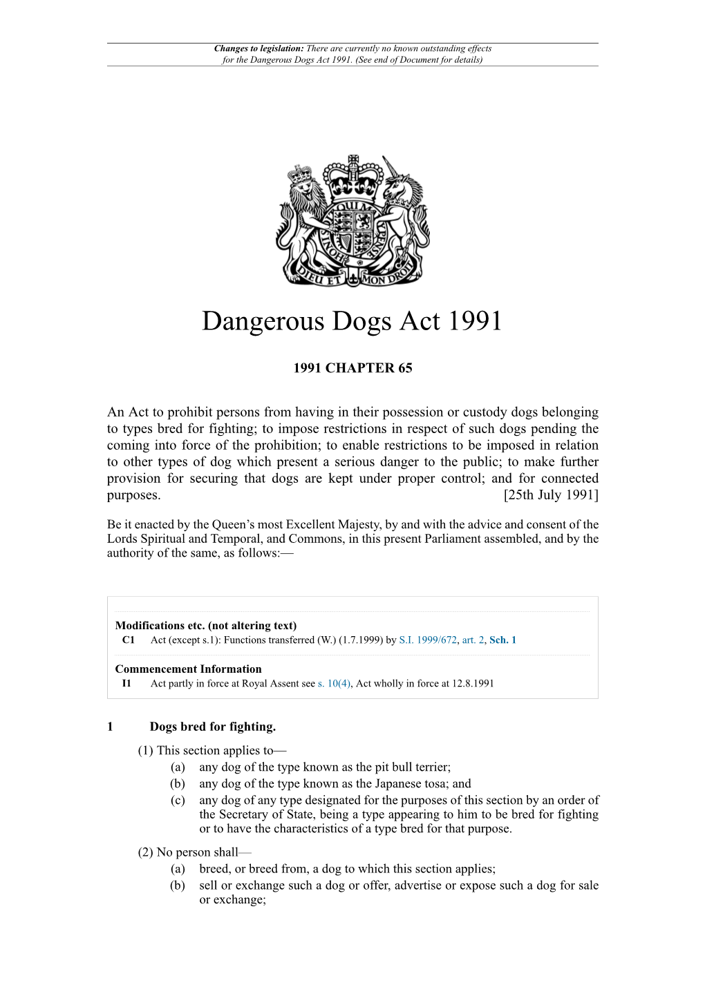 Dangerous Dogs Act 1991