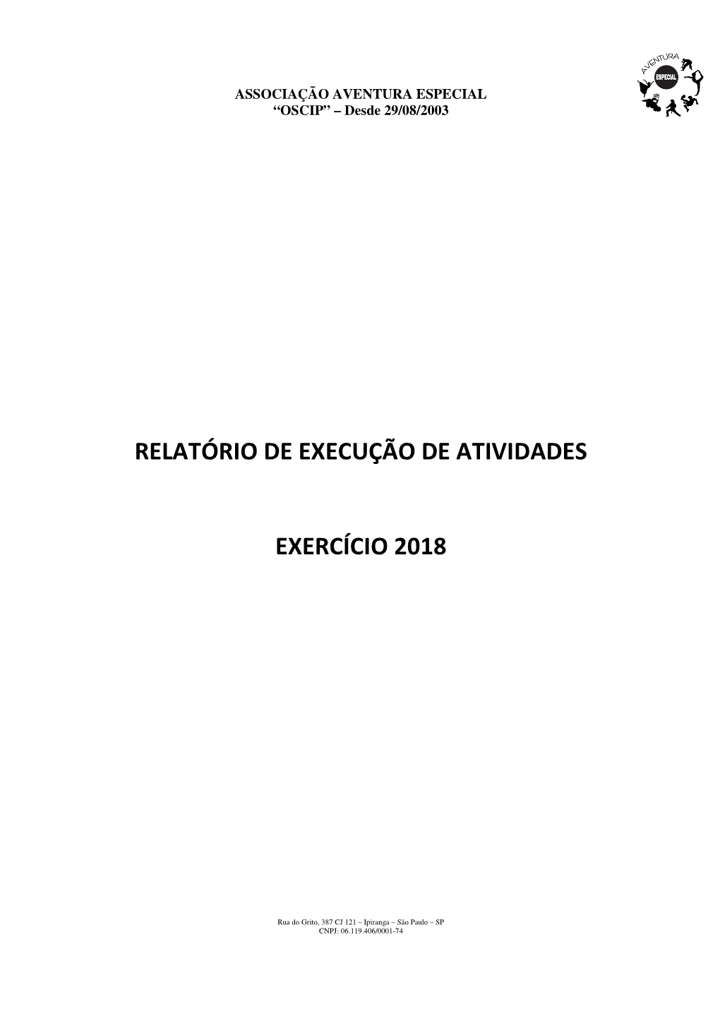 Relatório De Execução De Atividades Exercício 2018