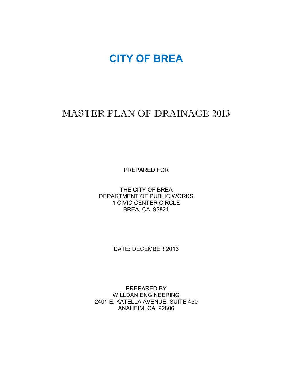 Master Plan of Drainage 2013
