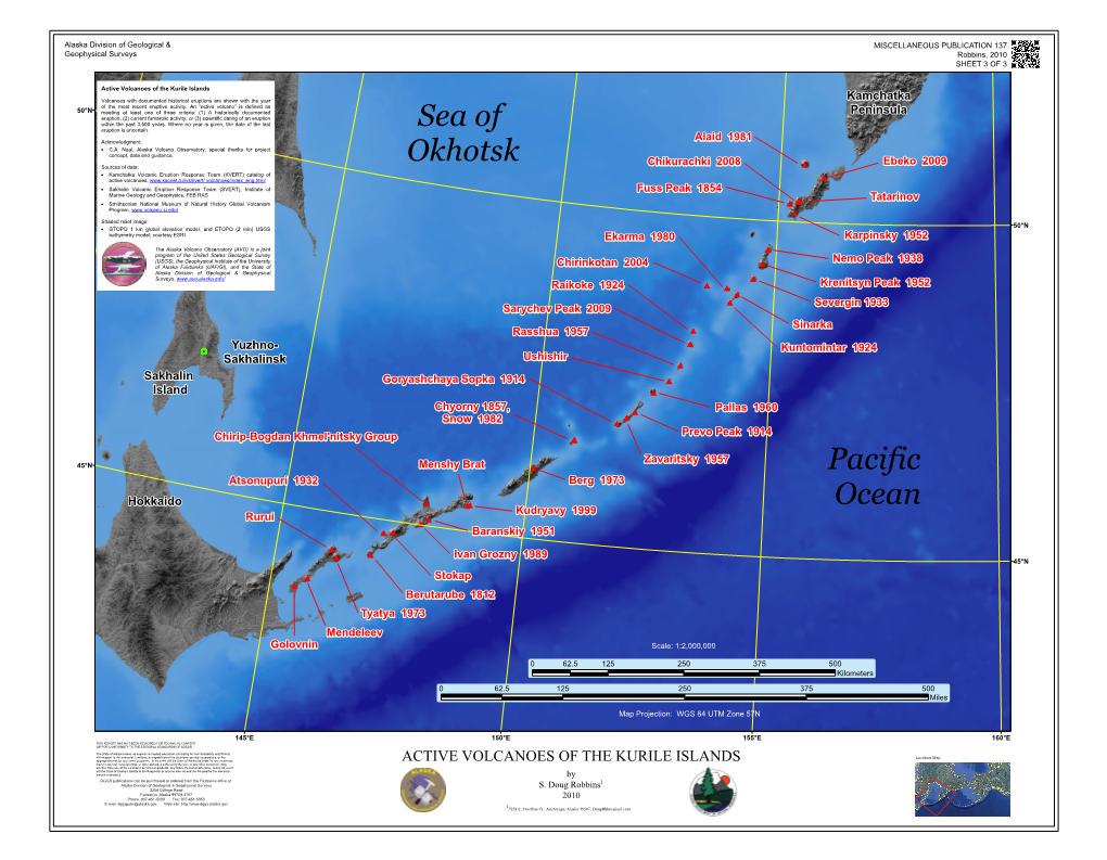 Active Volcanoes of the Kurile Islands MISCELLANEOUS PUBLICATION 137 Geophysical Surveys Robbins, 2010 S