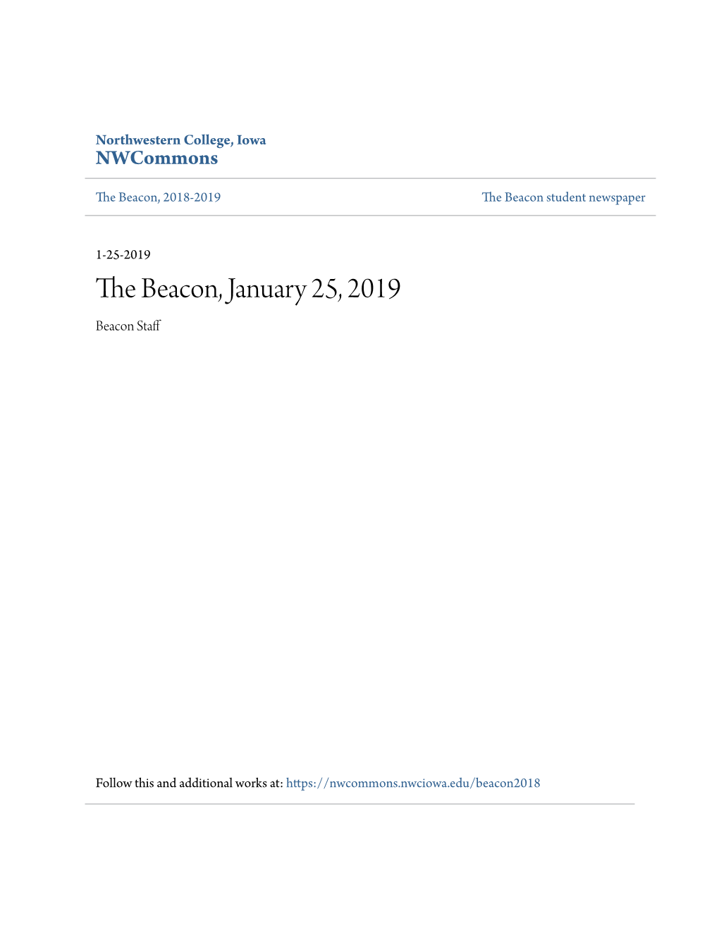 The Beacon, January 25, 2019 Beacon Staff