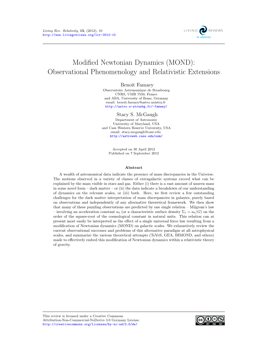 Modified Newtonian Dynamics (MOND): Observational Phenomenology and Relativistic Extensions