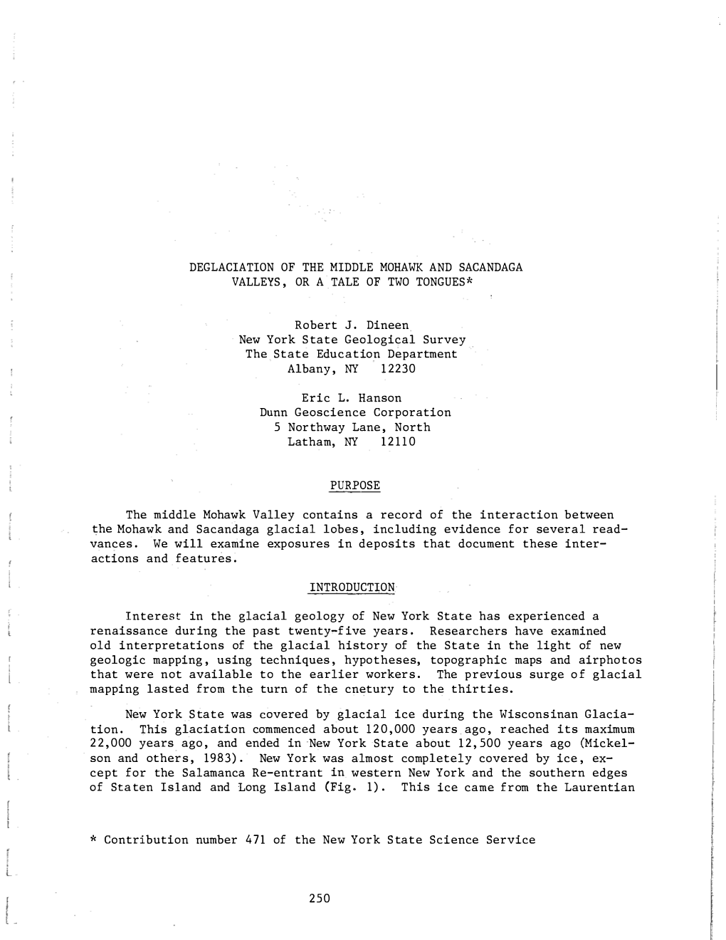 Deglaciation of the Middle Mohawk and Sacandaga Valleys , Or a Tale of Two Tongues*