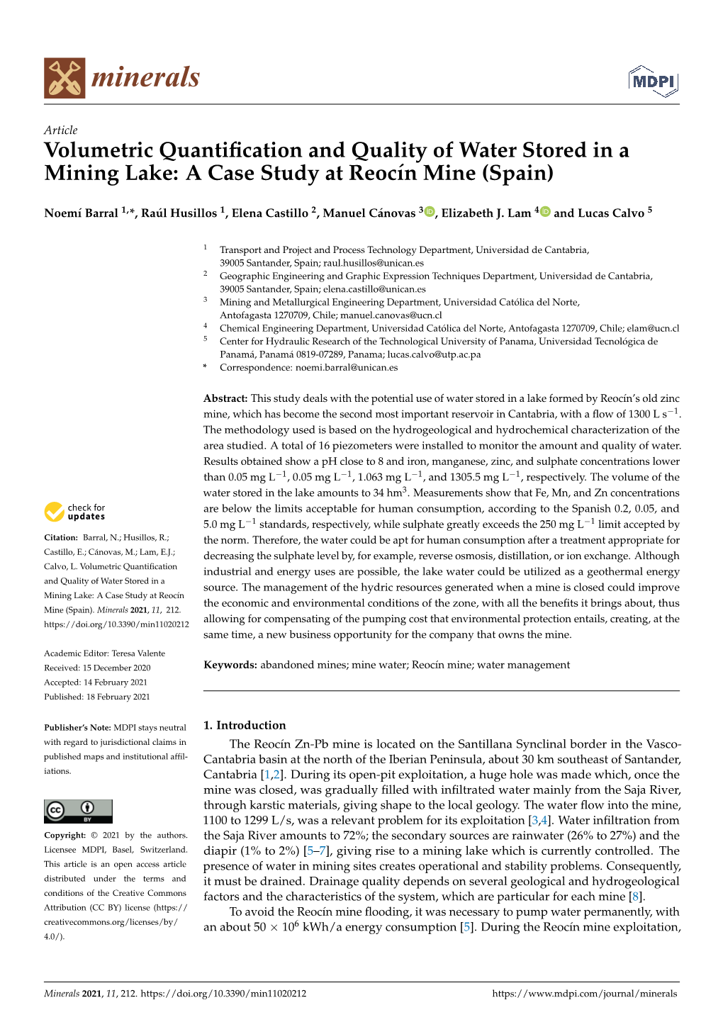 A Case Study at Reocín Mine (Spain)