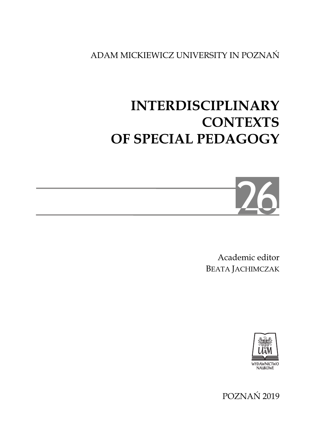 Interdisciplinary Contexts of Special Pedagogy