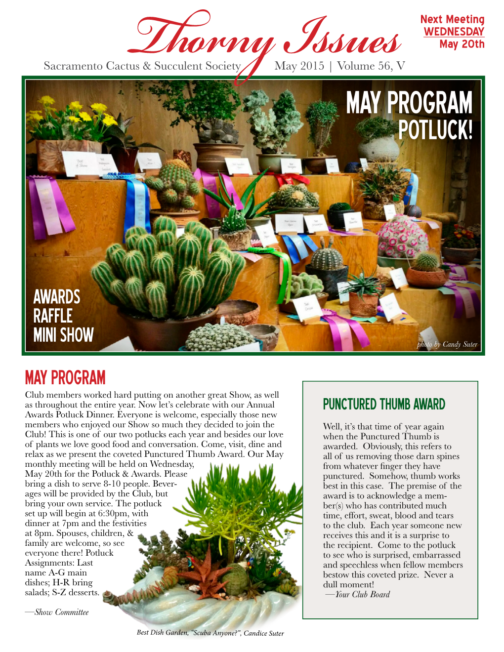 MAY PROGRAM Thorny Issuespotluck!