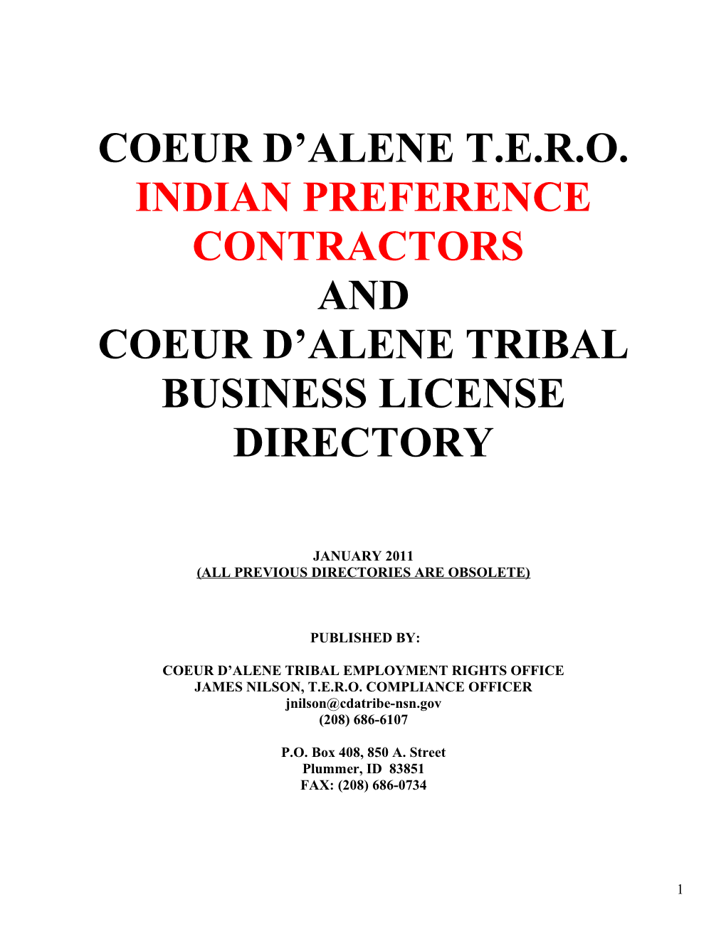 Coeur D Alene Tribal Employment Rights Ordinance s1